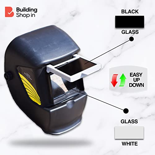 Buildingshop Welding Helmet Glass Mask for Eye Protection Glasses/Shield Glasses with Black & White Glasses.