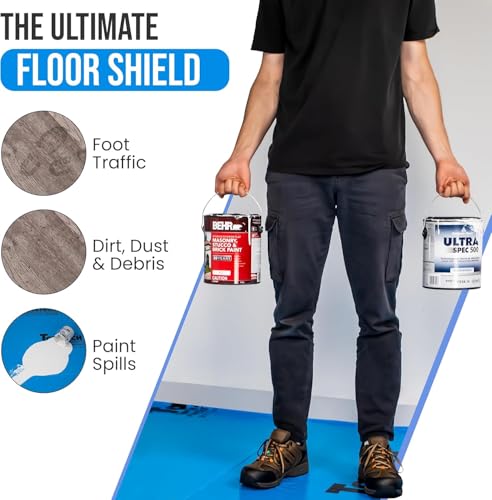 BUILDINGSHOP Floor Protection Sheet - Heavy-Duty Guard for Wood, Marble, and Tile Floors, Protects Against Paint Stains, Scratches, and Damage During Interior Projects