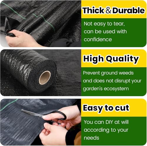 BUILDINGSHOP Weed Mat for Agriculture - 110 GSM (3 Meter X 5 Meter) Weed Block Gardening Mat, Landscape Fabric,Premium Durable Weed Blocker