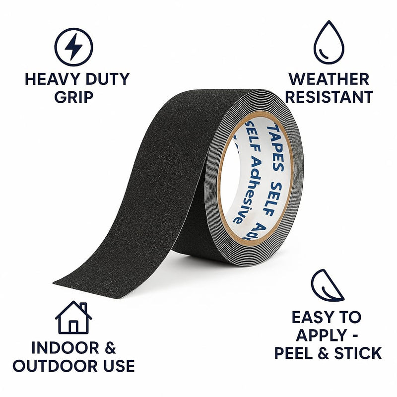 Anti-Skid Tape | Heavy-Duty Non-Slip Safety Grip Roll (Black) - Image 3