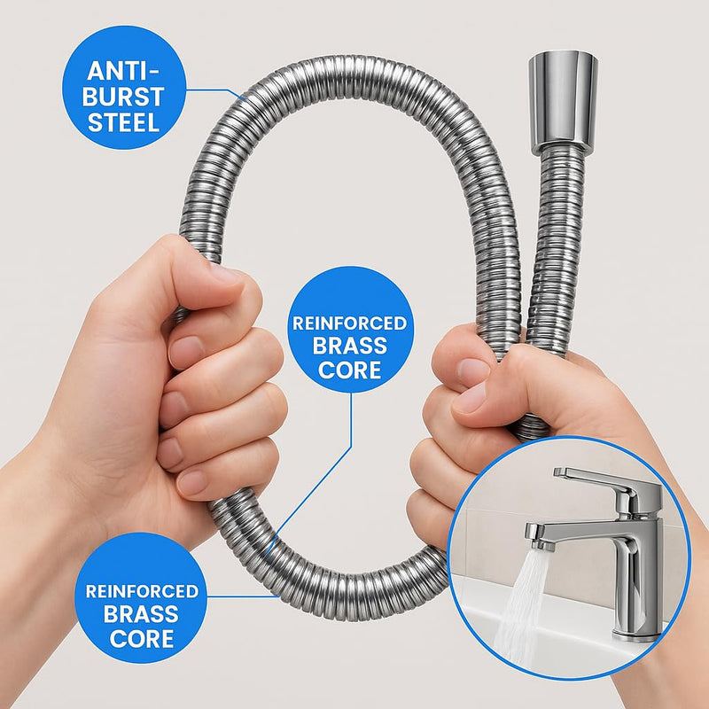Stainless Steel Health Faucet Hose 1M | Anti-Rust Brass Core - Image 3