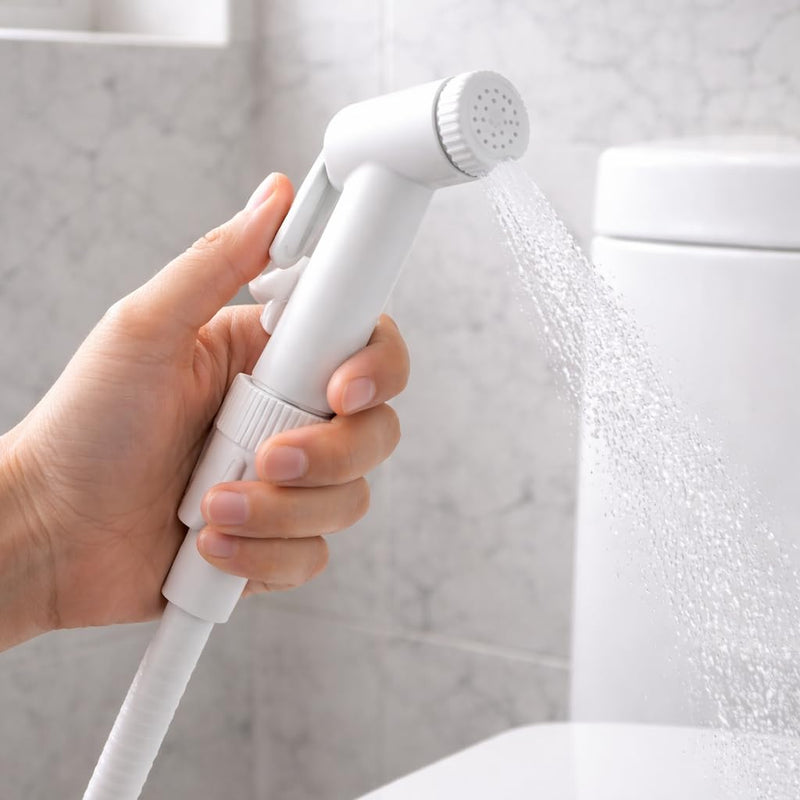 BUILDINGSHOP White ABS Health Faucet Jet Spray for Toilet,Leakproof, Wall-Mountable(1 Meter)