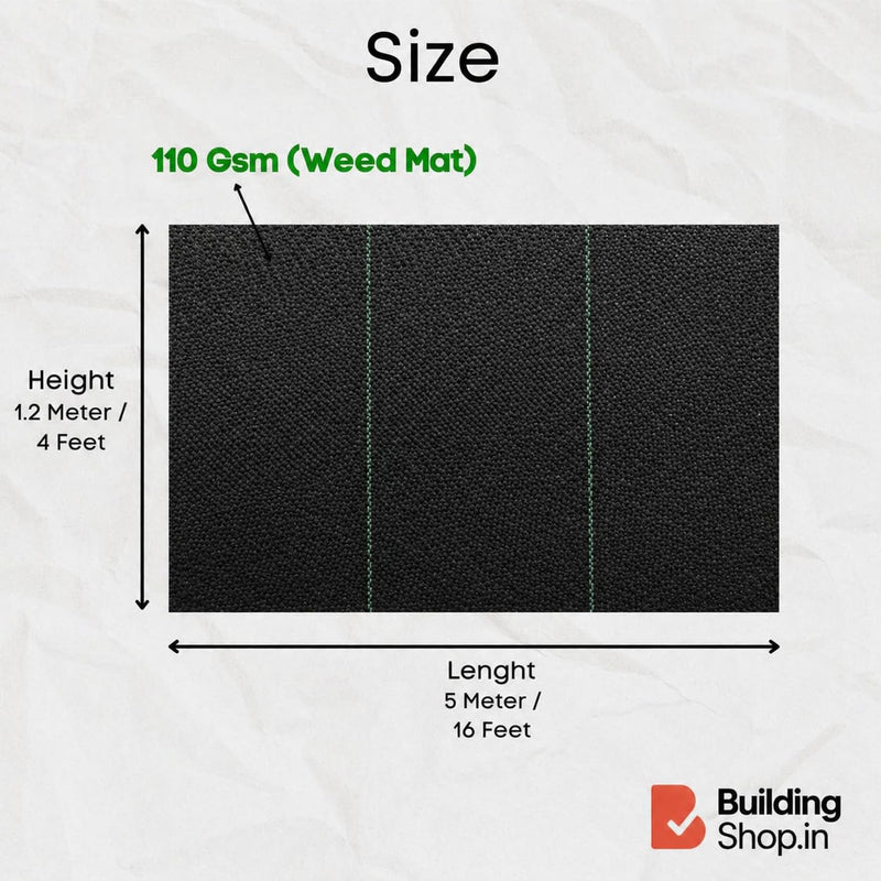 BUILDINGSHOP Weed Control Mat, Black, 110 GSM Durable Woven Landscape Fabric for Outdoor Gardening