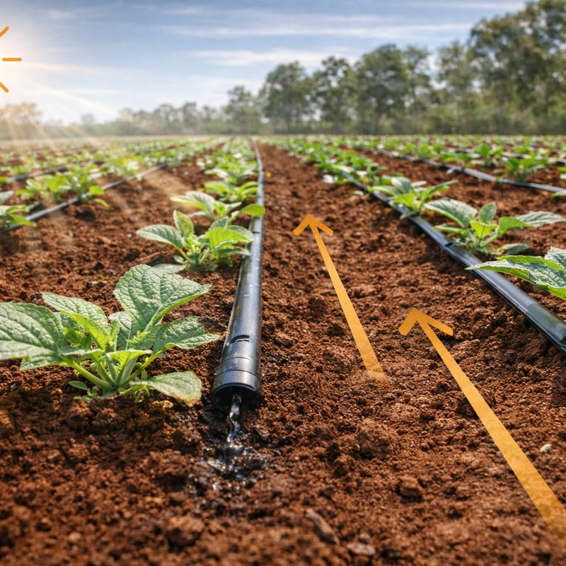 BUILDINGSHOP Agrotech Flat Inline Drip Irrigation Pipe, 16 mm Diameter, 0.2 mm Thickness, 40 cm Emitter Spacing, 1000 m Roll for Agriculture & Gardening