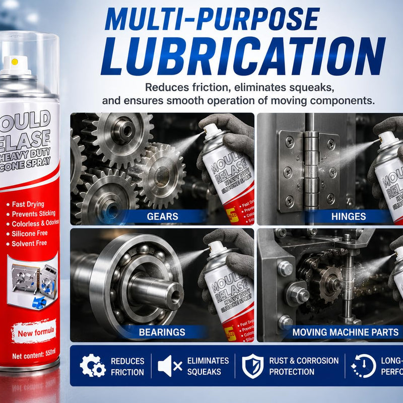 BUILDINGSHOP Heavy Duty Mould Release Spray 550ml | Fast Drying | Industrial Anti-Stick Lubricant for Plastic, Rubber & Metal Moulds