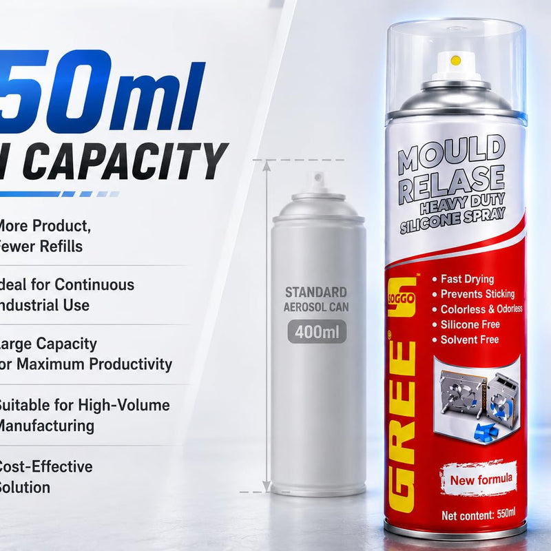 BUILDINGSHOP Heavy Duty Mould Release Spray 550ml | Fast Drying | Industrial Anti-Stick Lubricant for Plastic, Rubber & Metal Moulds
