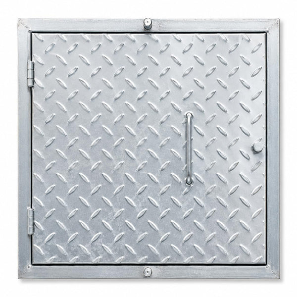 BUILDINGSHOP Galvanized Steel Manhole Chamber Cover with Frame, Heavy Duty, Anti-Slip Checker Plate, Corrosion Resistant, for Drainage and Inspection Chambers