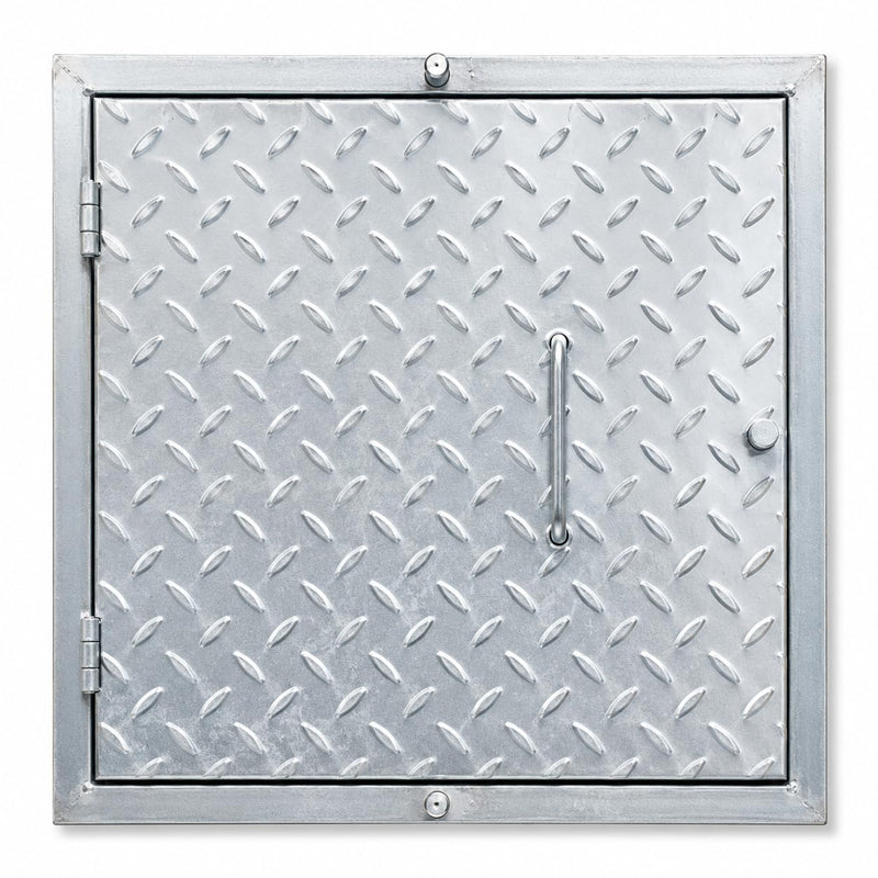 BUILDINGSHOP Galvanized Steel Manhole Chamber Cover with Frame, Heavy Duty, Anti-Slip Checker Plate, Corrosion Resistant, for Drainage and Inspection Chambers