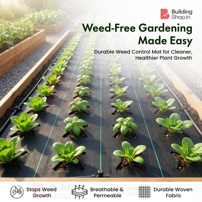 BUILDINGSHOP Weed Control Mat, Black, 110 GSM Durable Woven Landscape Fabric for Outdoor Gardening