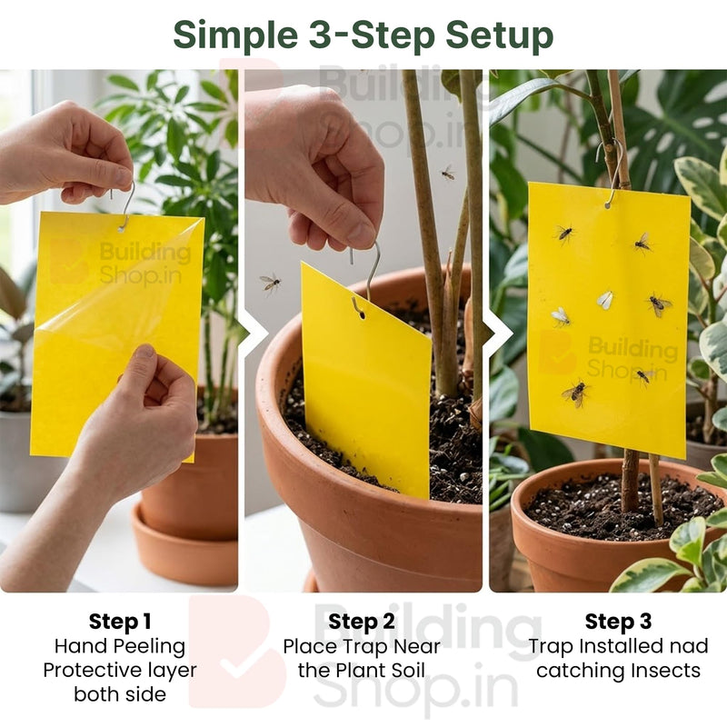 BUILDINGSHOP Sticky Traps for Plants, Yellow and Blue, 15x20cm Double-Sided, Waterproof, Non-Toxic Insect Catcher for Indoor and Outdoor Use