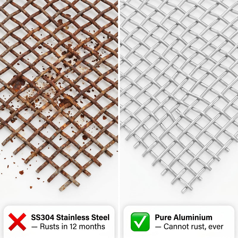 Buildingshop 250 GSM Pure Aluminium Mosquito Wire Mesh Roll, Silver, Rust-Proof, Lightweight, Cut to Size, for Window, Balcony, Cabinet Door