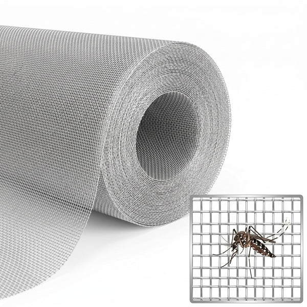 Buildingshop 250 GSM Pure Aluminium Mosquito Wire Mesh Roll, Silver, Rust-Proof, Lightweight, Cut to Size, for Window, Balcony, Cabinet Door