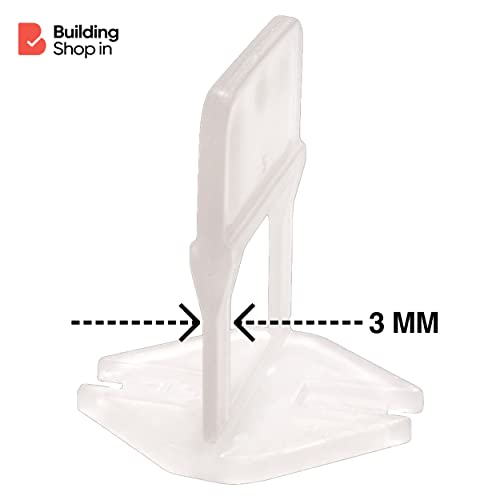 Buildingshop Tile Leveling System (3MM / Pack of 1000) Spacers Tile Leveler Clips DIY Tile Leveler Spacers for Professional Floor Tiles, Ceramic Tile and Stone Installation. (3 MM, 1000)