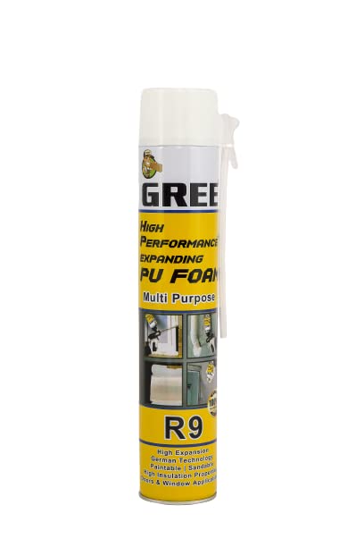 Gree R9 Expansion PU Foam Manual Use DIY Polyurethane Foam Spray - 750ml Fills Gaps Easily | Ideal for thermal insulation, windows gap, Ducting gaps