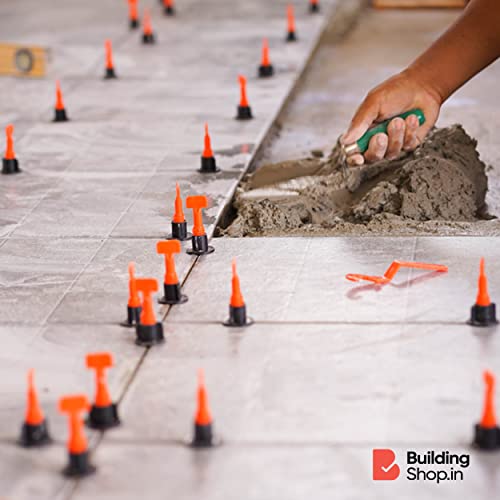 Buildingshop Tile Leveling Kit: ISO 9001 Clips, 1.5MM Needle, Floor Tiles with Mallet, 2MM Spacer, Cut-Resistant Gloves