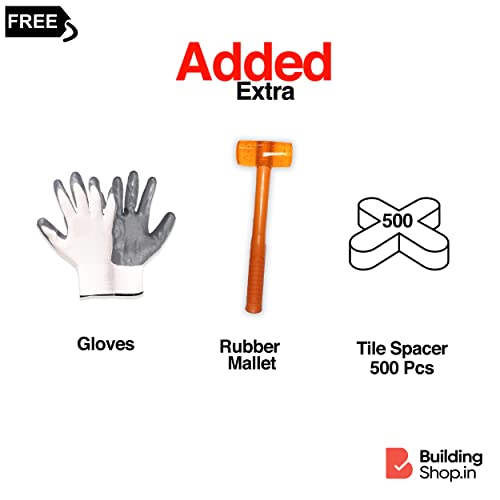 Buildingshop Tile Leveling Kit: ISO 9001 Clips, 1.5MM Needle, Floor Tiles with Mallet, 2MM Spacer, Cut-Resistant Gloves