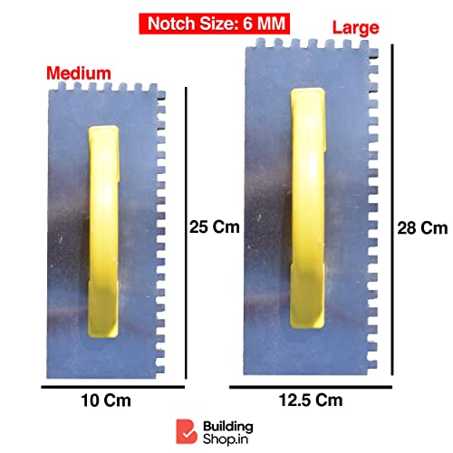 Buildingshop Steel Trowel For Tiles,1-Pc Metal Suction Cup With Strong Handles & Plastic Trowel Tile Fixing Tools (6 MM + Suction Cup)