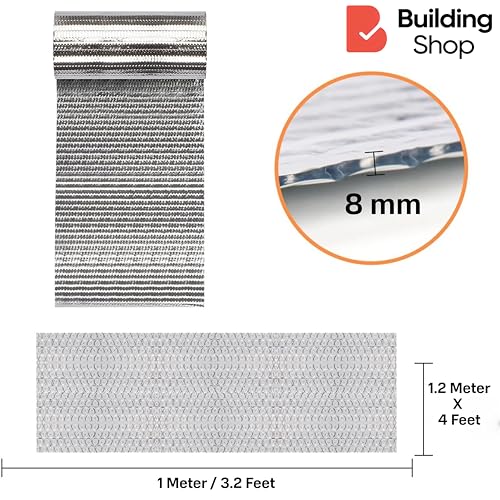 BUILDINGSHOP 8mm Aluminium Heat Insulation Silver Bubble Sheet for Roof Shield, Summer Radiant Barrier