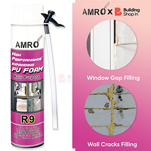 GREE AMRO R9 Expansion PU Foam Straw Type Manual Use DIY Polyurethane Foam Spray - 750ml Fills Gaps Easily (1)