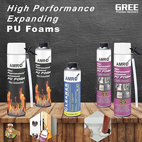 GREE AMRO R9 Expansion PU Foam Straw Type Manual Use DIY Polyurethane Foam Spray - 750ml Fills Gaps Easily (1)