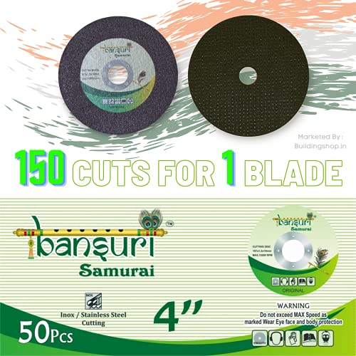 Buildingshop Bansuri Samurai Cut Off/Cutting Wheel/Blade 4" For Iron/Steel/Metals Cutting (Pack Of 50)